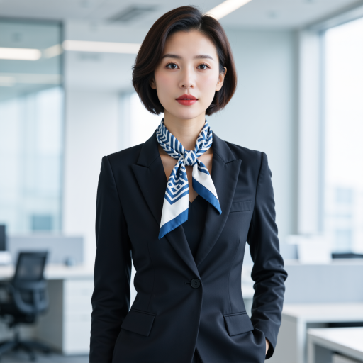 三十岁左右女性安全专家头像,穿职业套装,办公室背景,专业专注表情